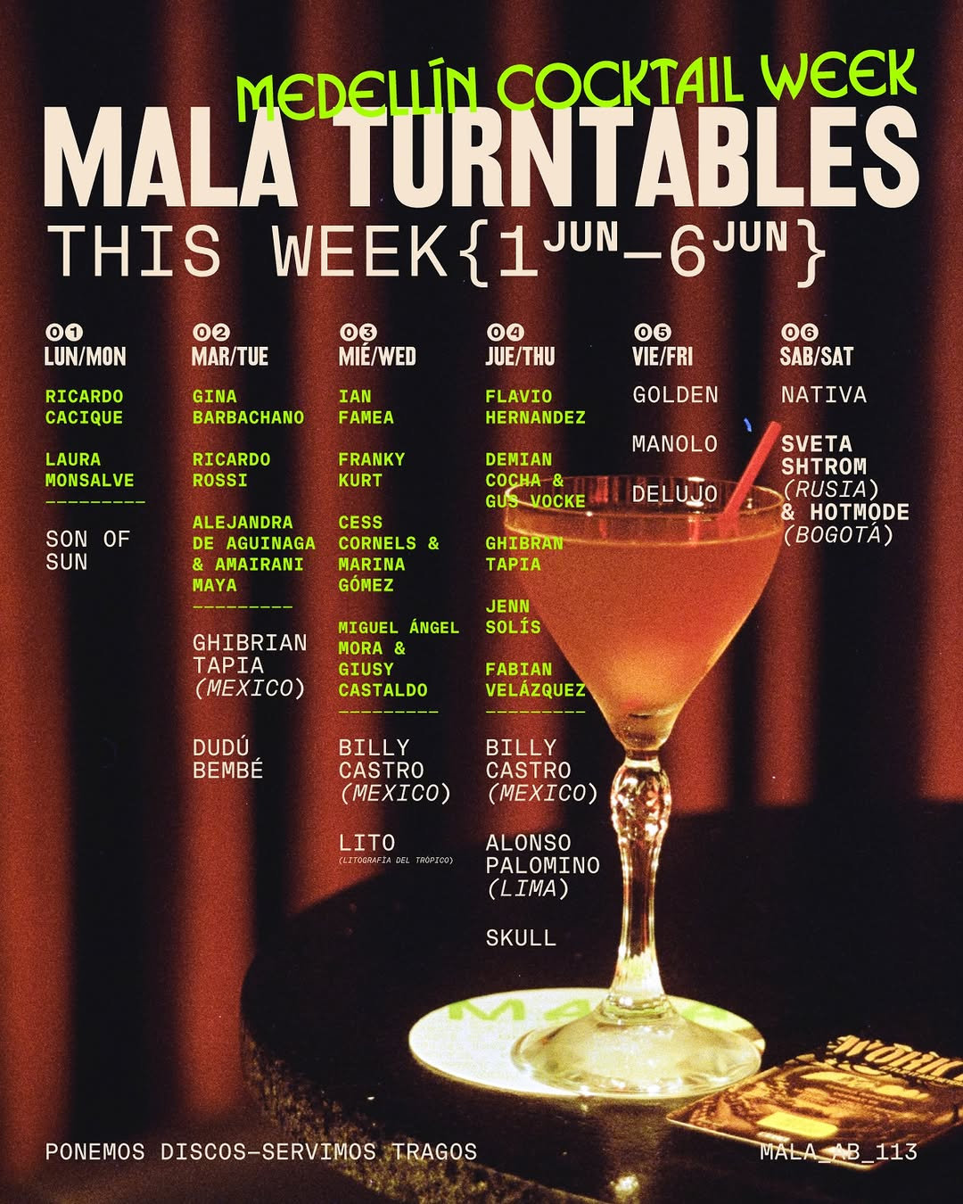 Medellín Cocktail Week - Mala Turntables - Mala Audio Bar